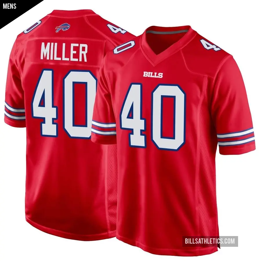 Men's Buffalo Bills ＃40 Von Miller Red Game Alternate Jersey