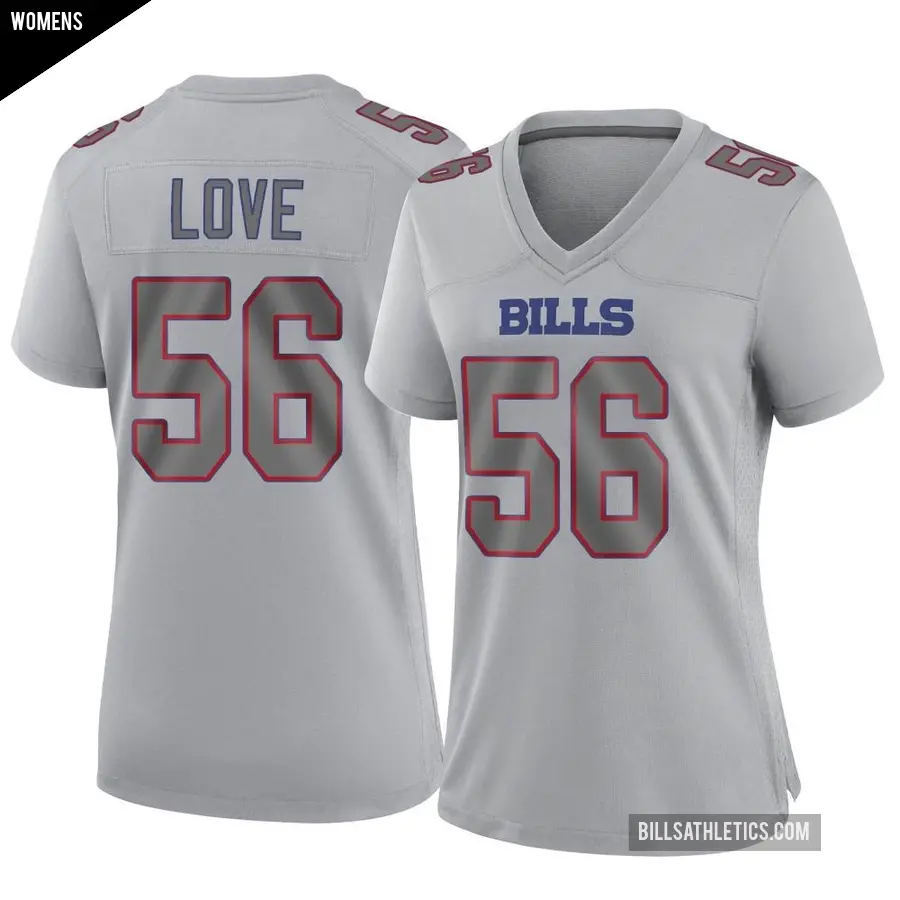 Women's Buffalo Bills ＃56 Mike Love Gray Game Atmosphere Fashion Jersey