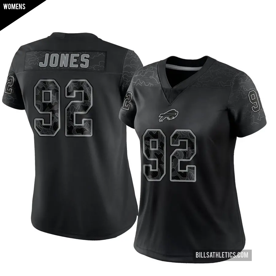 Women's Buffalo Bills ＃92 DaQuan Jones Black Limited Reflective Jersey